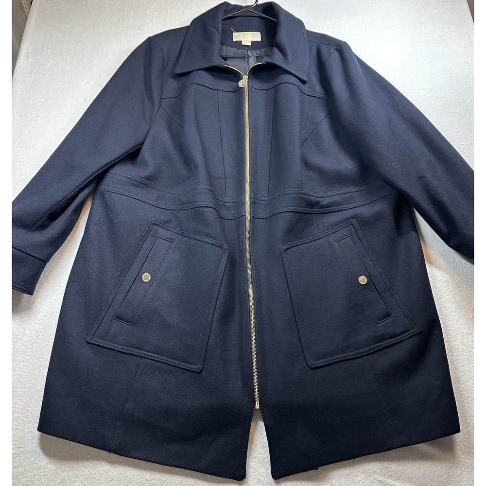 Michael Kors Women's Wool Blend Navy Jacket 2XL Plus‎ Size Coat Classic